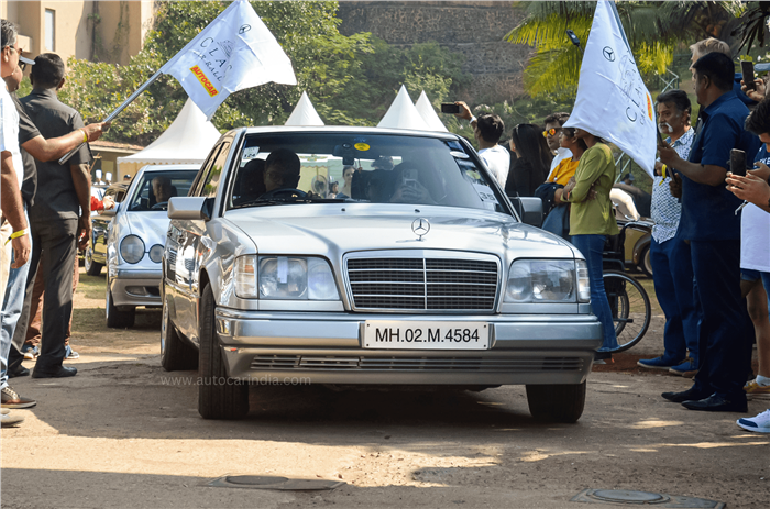 Mercedes E-Class W124 details at classic car rally